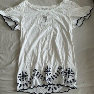 Westport White Ruffled Cap Sleeve Blouse